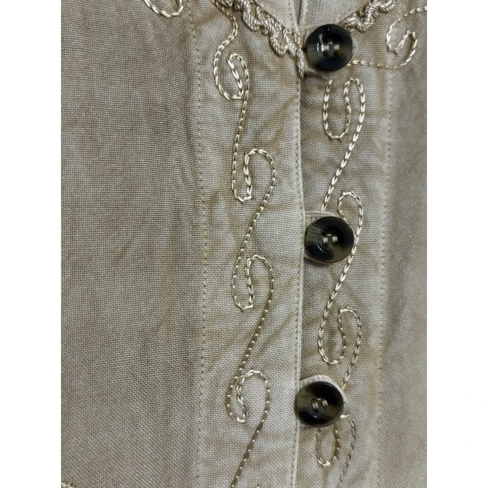 Rays Sun Vintage MIDI Dress Boho Embroidered Hippie Vibes XL Rayon Tan Gold
